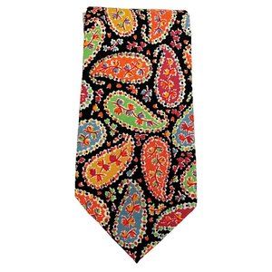 Liberty of London Black Multicolor Paisley Print Tie 100% Cotton